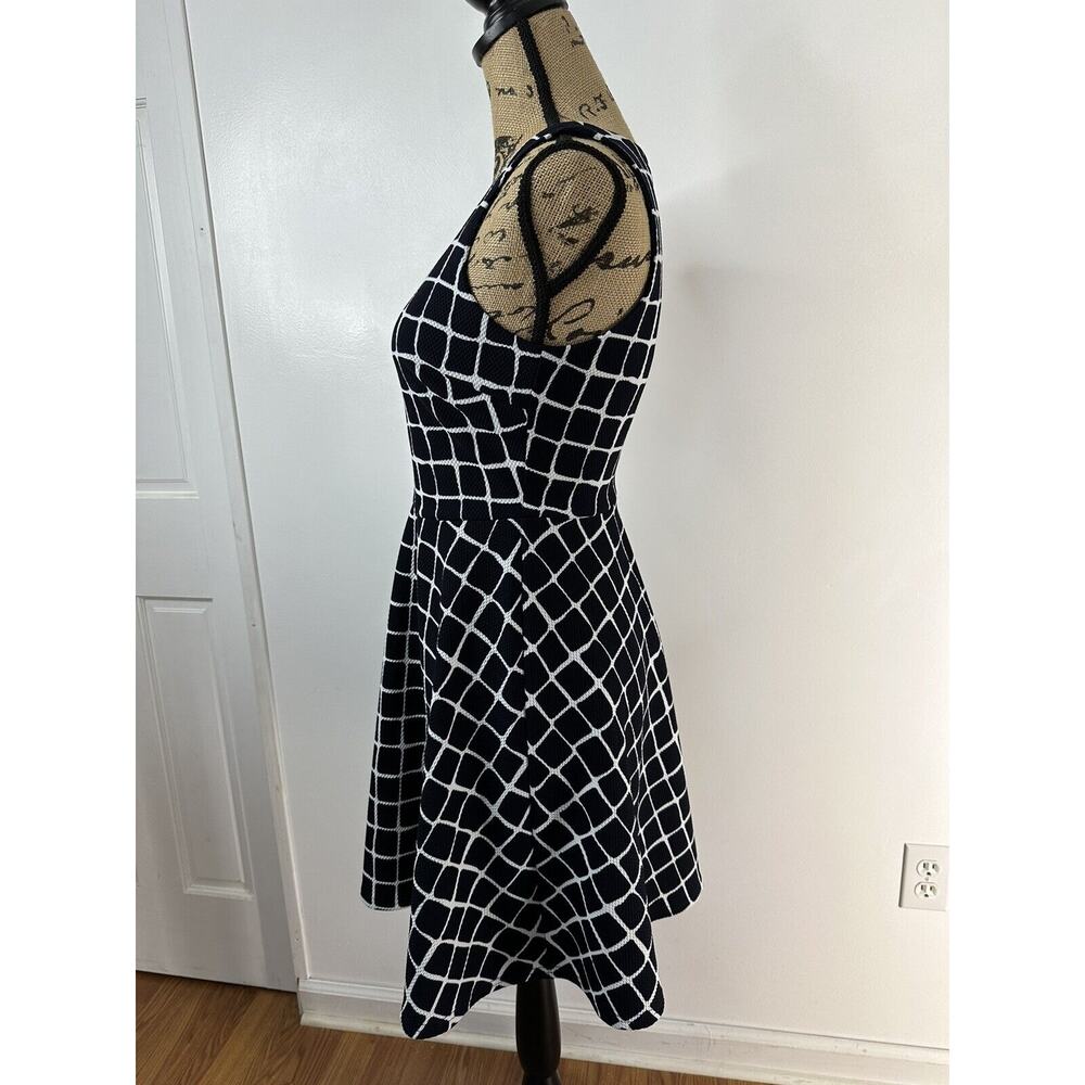 41 Hawthorn Navy Window Pane Plaid Waffle A-Line Sleeveless Dress Stretchy Sz Sm - Picture 5 of 6
